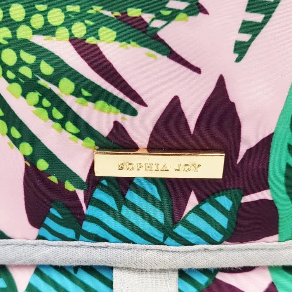 Sophia Joy Tropical Pink Green Multicolored Hanging Travel Makeup Cosmetic Bag - Picture 3 of 9